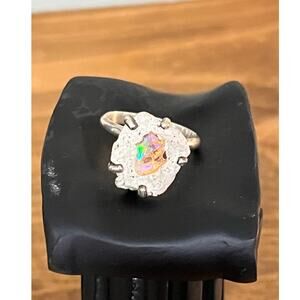 Unique Boho Aura Quartz Druzy Ring, Size 6 – Perfect Holiday Gift!